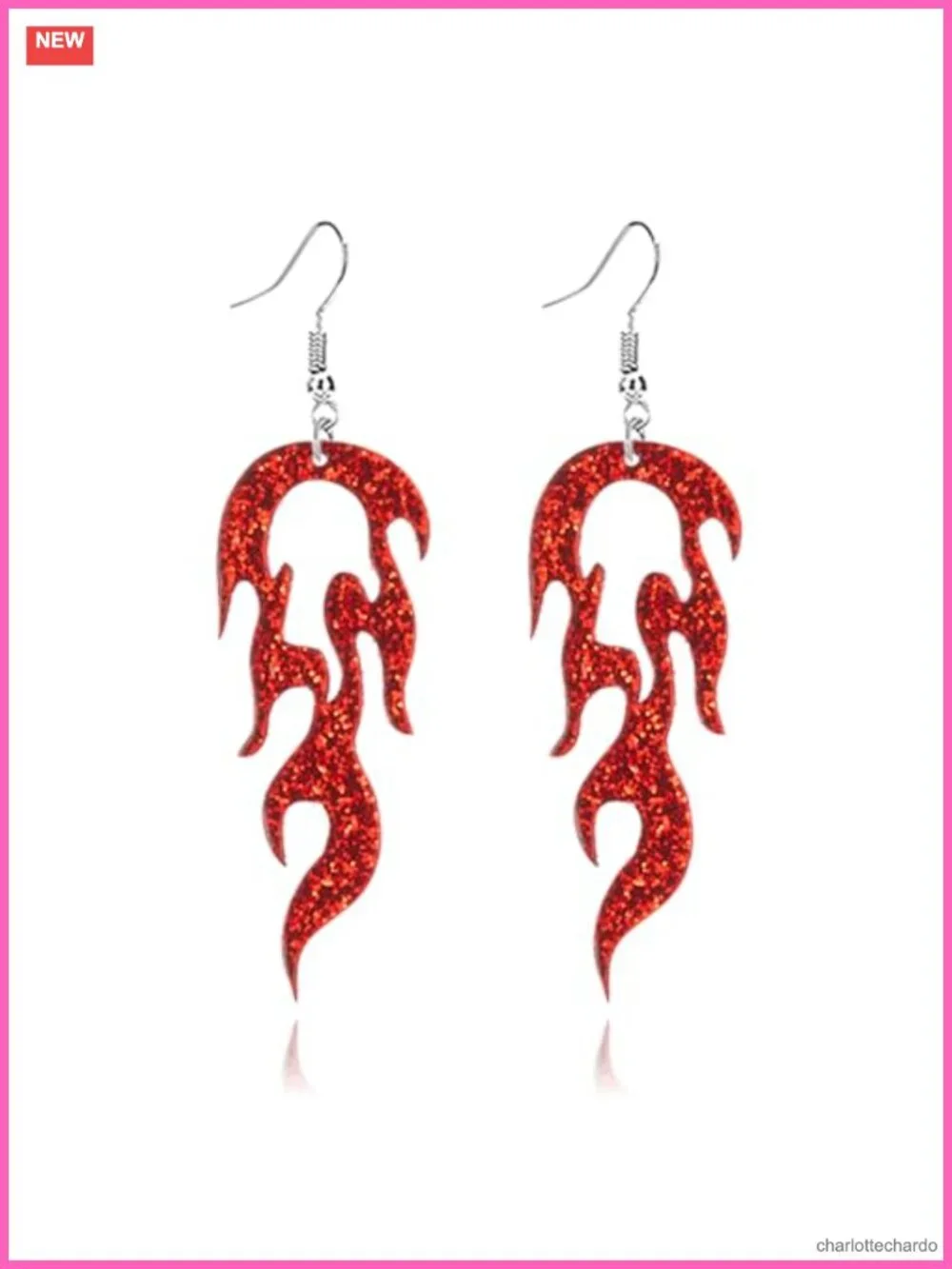 Flame Fire Geometric Drop Dangle Earrings Gothic Cosplay Halloween Jewelry